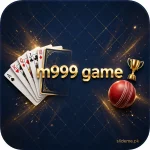 M999 Game app icon – gold m999 game logo with cards and cricket