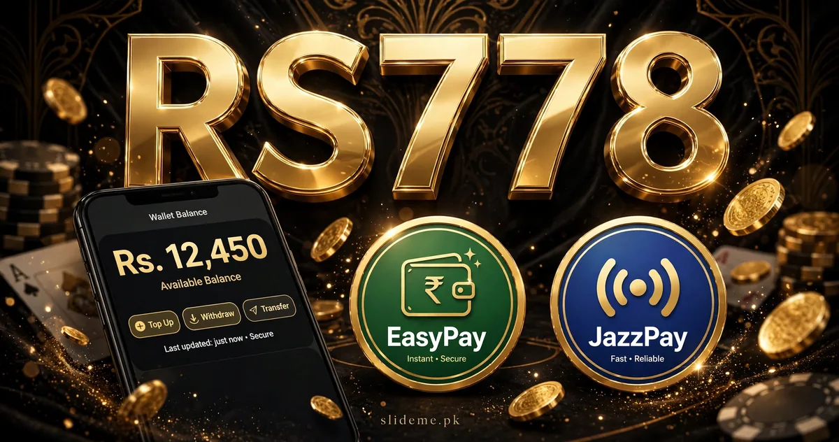 RS778 game login guide, gold RS778 letters with phone wallet and gold coins