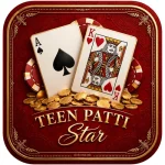 Teen Patti Star app icon with fanned Ace and King cards on red