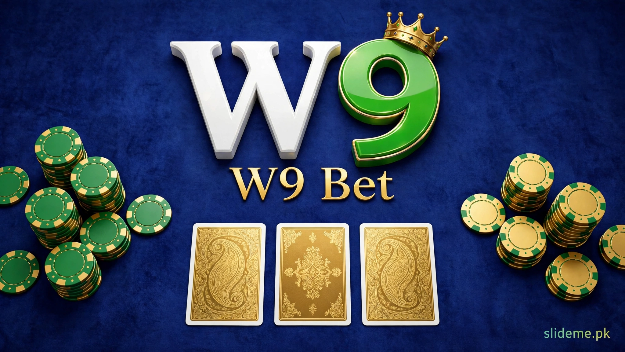 W9 Bet Teen Patti card table with poker chips