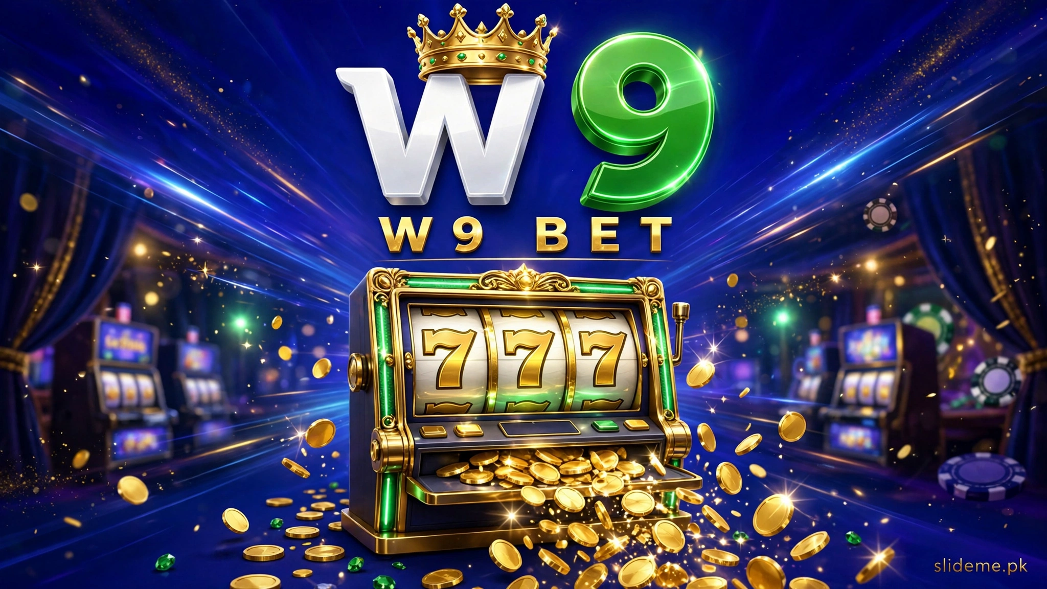 W9 Bet slot machine with golden sevens