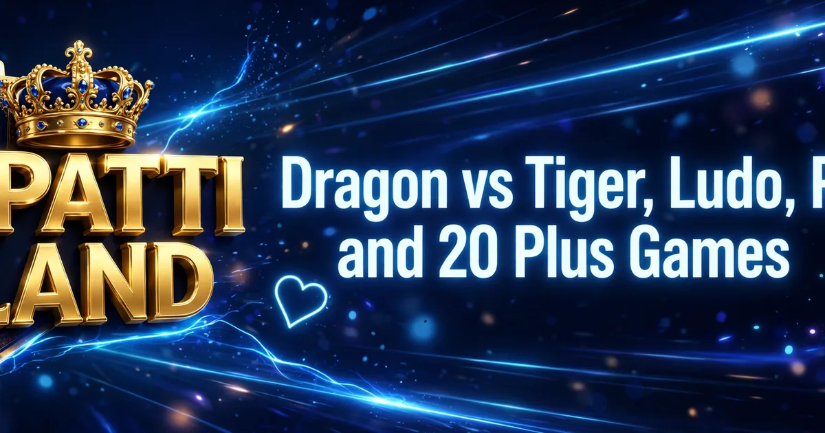 3 Patti Land Game banner — crowned gold logo with Dragon vs Tiger and 20 plus games headline