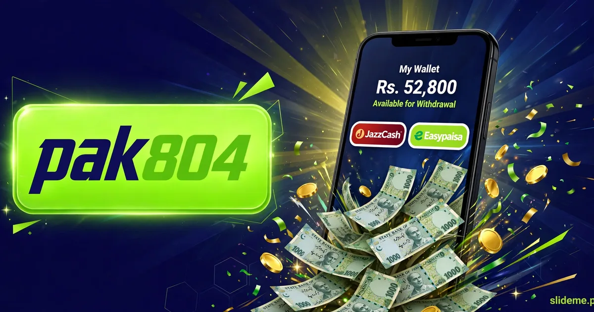 Pak804 wallet banner with JazzCash and Easypaisa payment badges and Pakistani rupee notes
