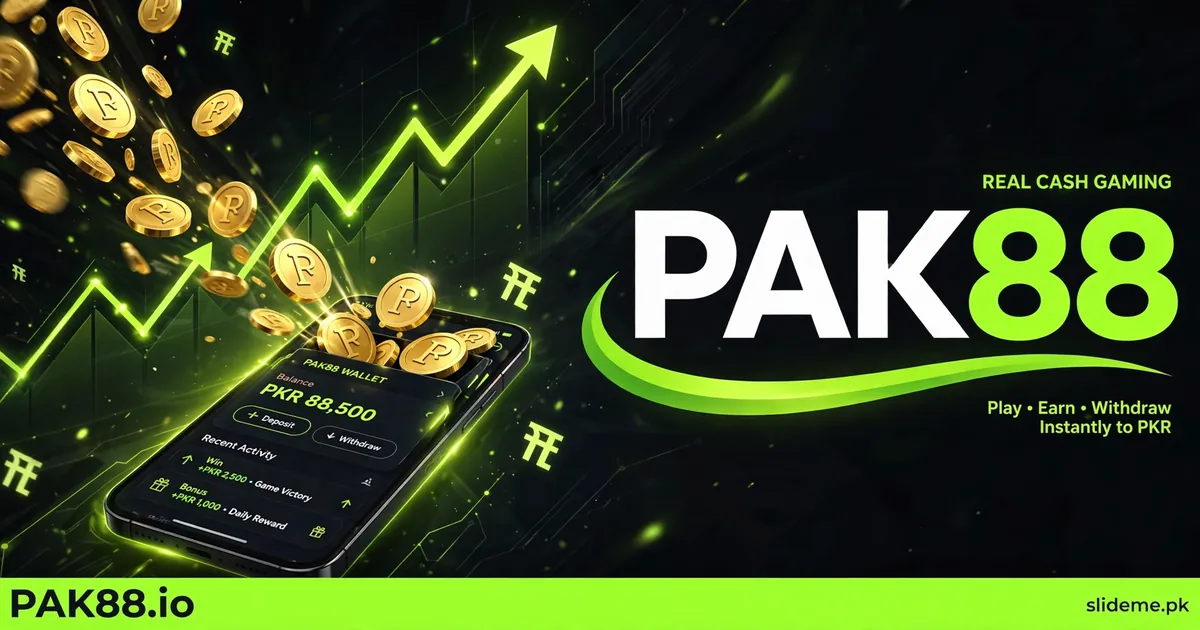 PAK88 Game wallet banner showing fast PKR deposits and withdrawals with the PAK88 brand logo