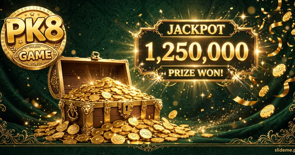 PK8 Game jackpot celebration with treasure chest and gold coins