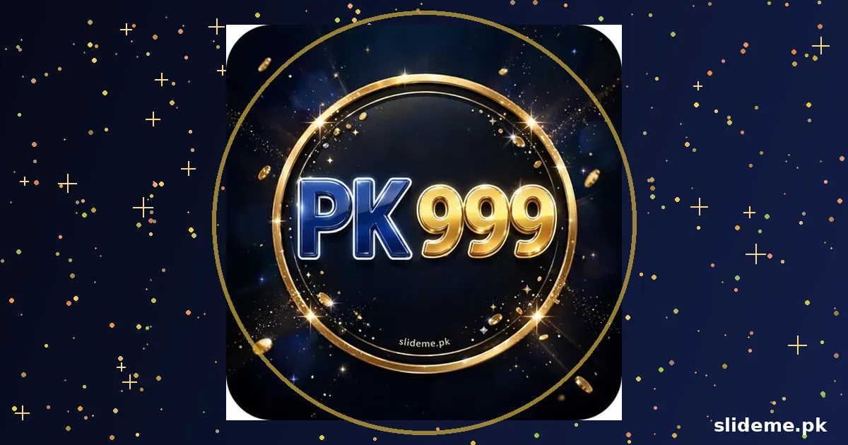 PK999 Game blue and gold official logo badge on dark casino background