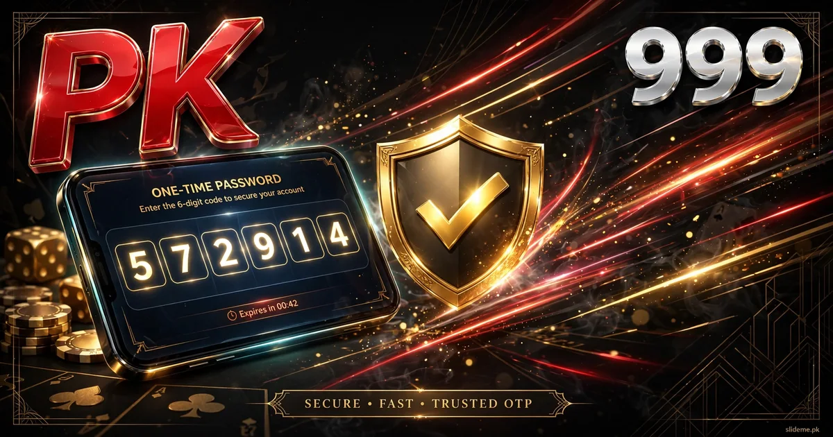 PK999 OTP verification help banner showing a phone with 6-digit code entry and security shield
