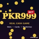 PKR999 Game app icon with gold PKR999 logo and red BET badge on a dark casino background