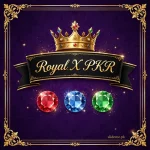 Royal X PKR app logo with gold crown and gems