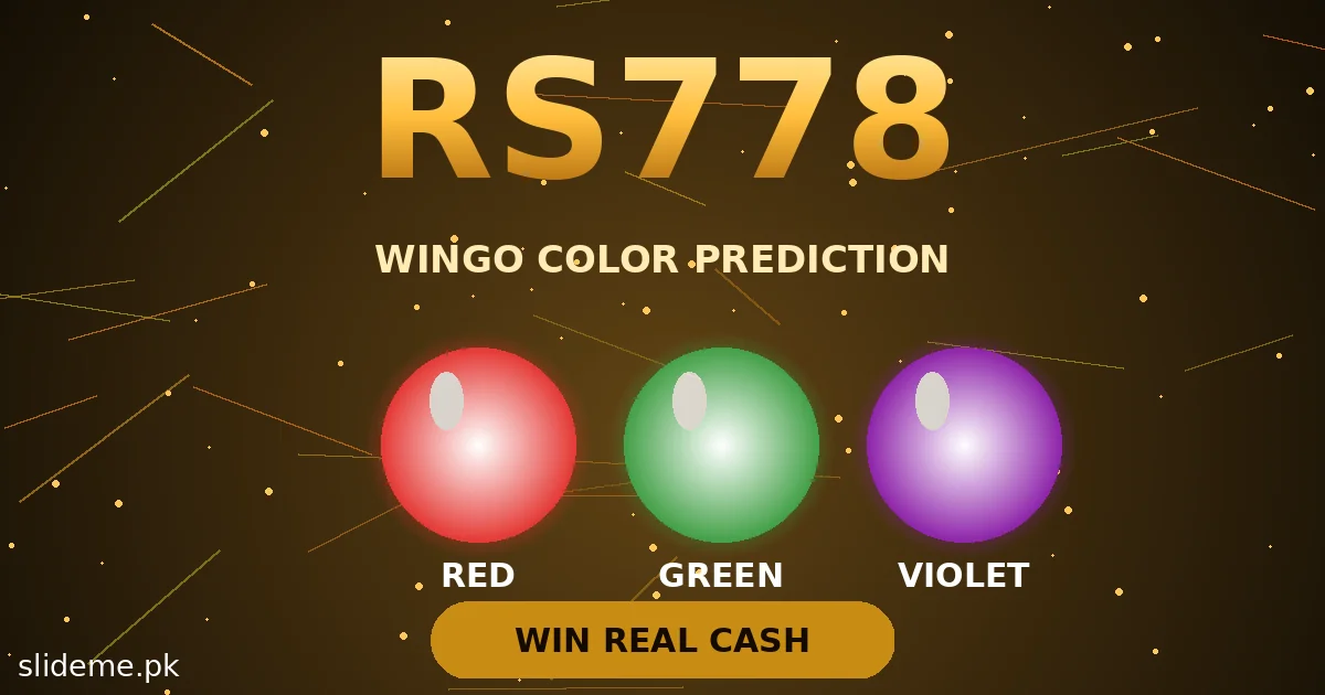 RS778 Wingo color prediction game with red green and violet prediction balls and win real cash banner
