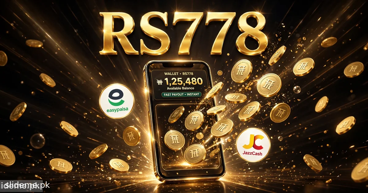 RS778 wallet showing available balance with EasyPaisa and JazzCash fast payout options and gold coins
