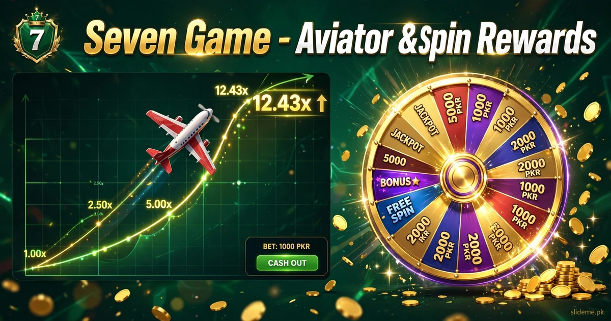 Seven Game Aviator crash game and spin wheel rewards banner