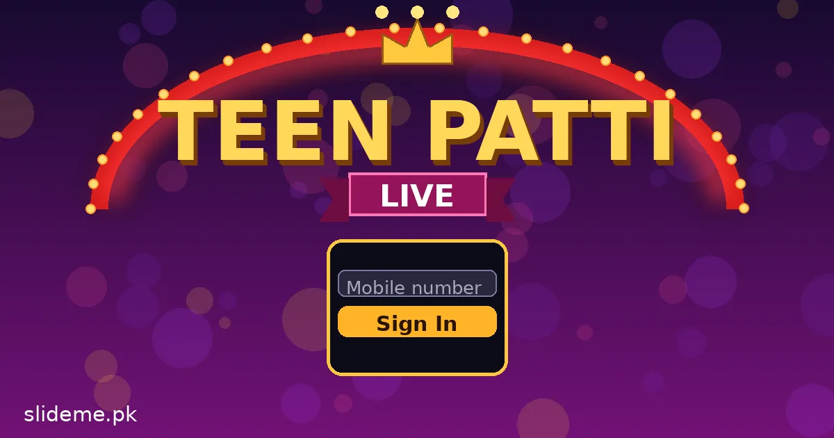 Teen Patti Live login steps — sign-in screen mockup under a neon marquee