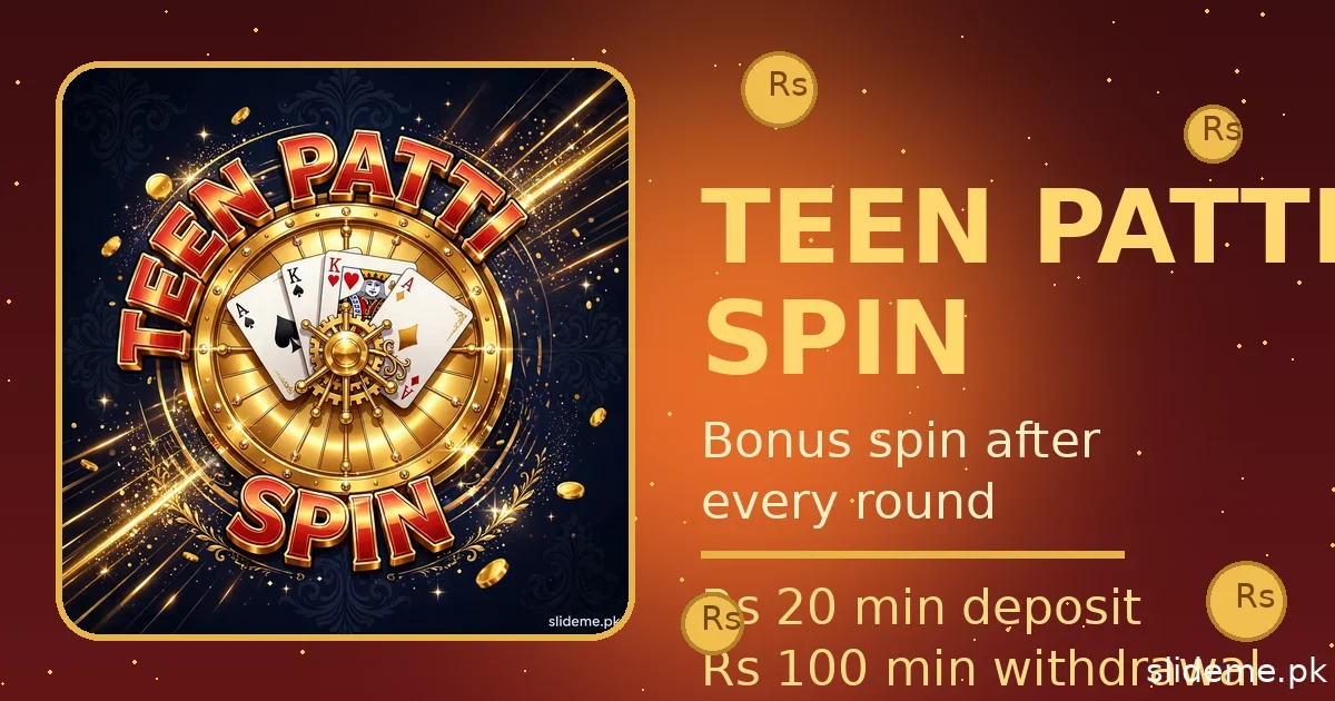 Teen Patti Spin game bonus wheel with gold coins and Teen Patti Spin wordmark