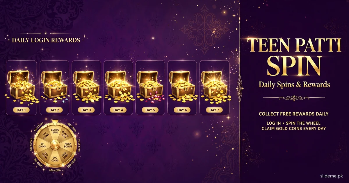 Teen Patti Spin daily login rewards with prize chests and gold coins
