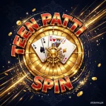 Teen Patti Spin Game APK download 2026 – golden prize wheel logo with cards