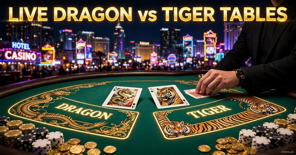 Live Dragon vs Tiger table in Teen Patti Vegas with dealer and neon casino lights