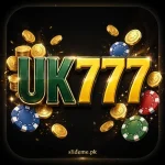UK777 game logo with dark green UK and bright yellow 777 letters