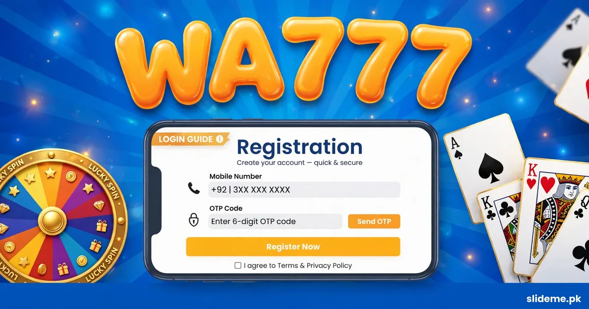 WA777 registration guide — mobile number and OTP verification screen