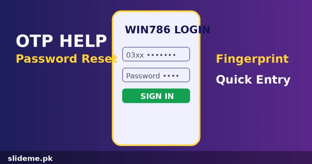 Win786 login screen guide with OTP help and password reset steps