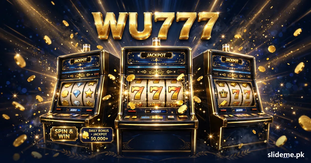 WU777 game lobby with 777 slot reels and gold coins