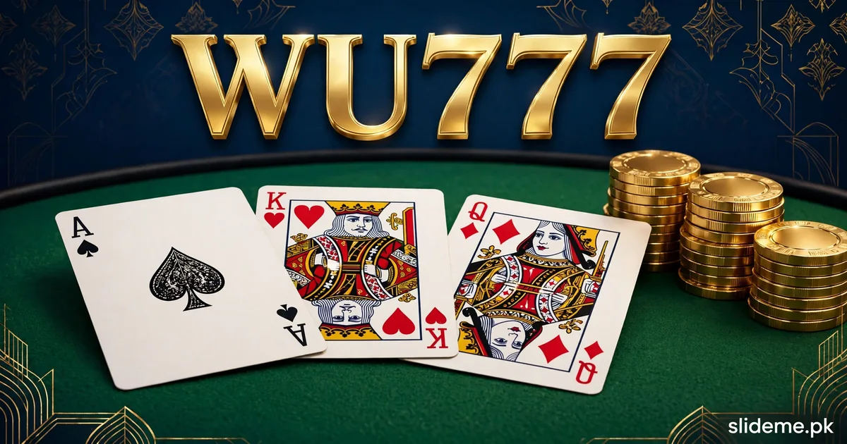WU777 Teen Patti and card games on a green felt table