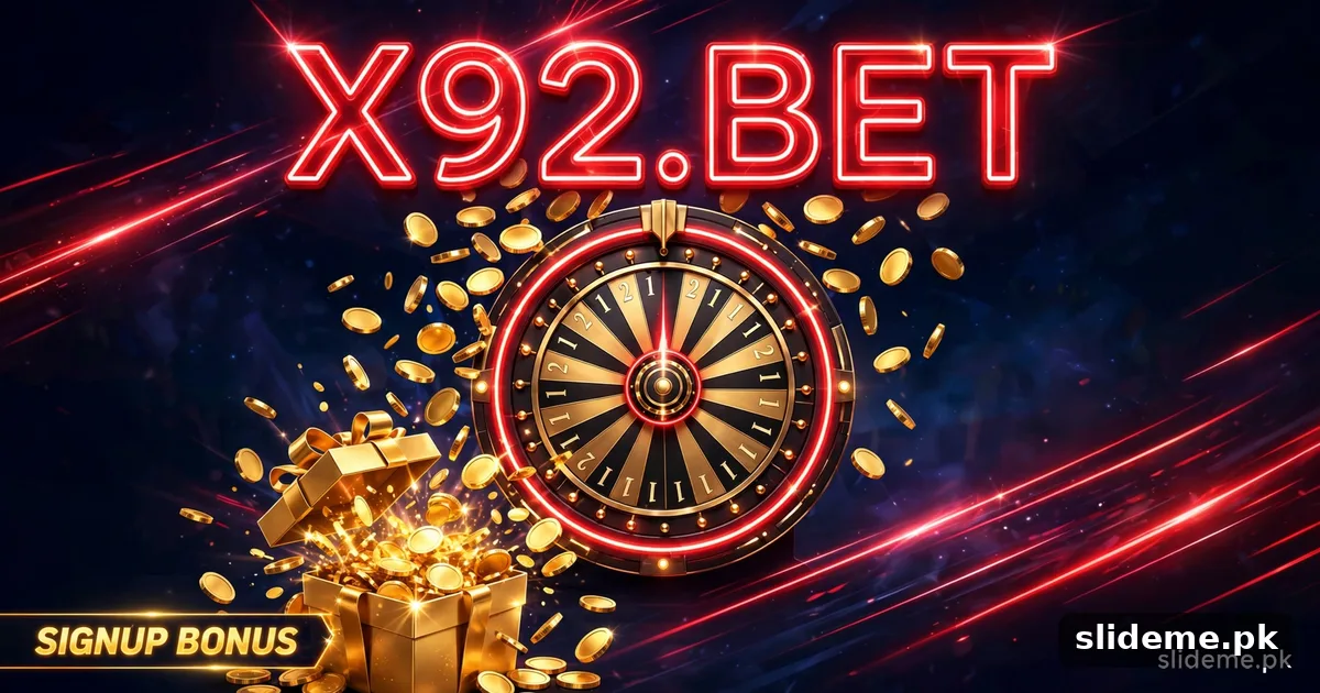 X92Bet signup bonus with spin wheel and gold coins in neon style