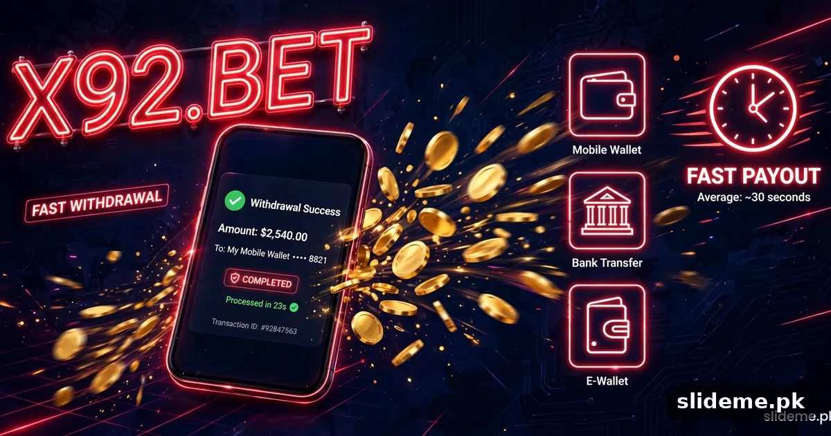 Fast withdrawal from X92Bet to mobile wallet shown on a smartphone