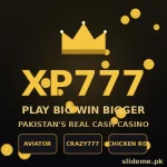 XP777 Game logo — gold XP777 on dark casino lobby