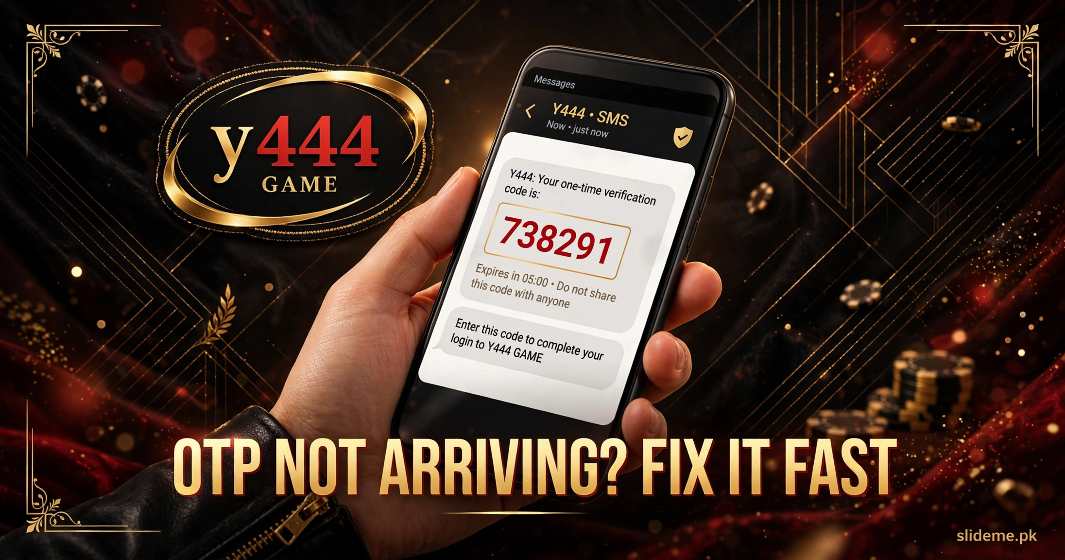 Y444 OTP not arriving — how to resend the SMS code and log in