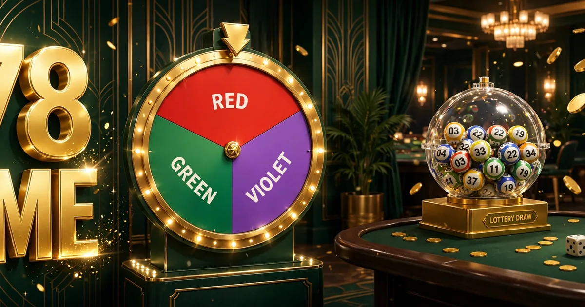 Z78 Game modes: color prediction wheel, lottery draw, dice and slots in a green casino lobby
