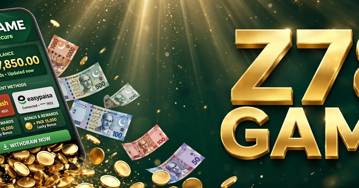 Z78 Game wallet on a phone with JazzCash and Easypaisa deposits and PKR cash