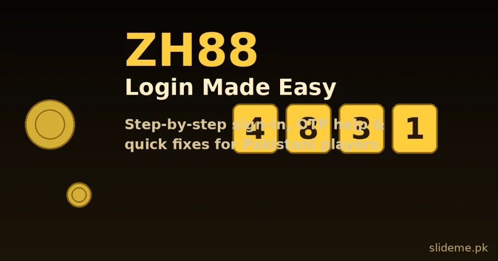 ZH88 login steps — OTP code boxes and sign-in guide for Pakistani players